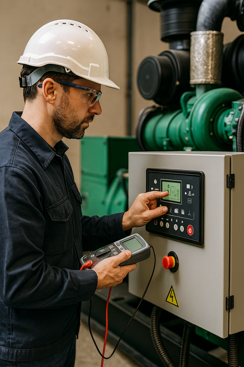 Engineer performing commissioning tests